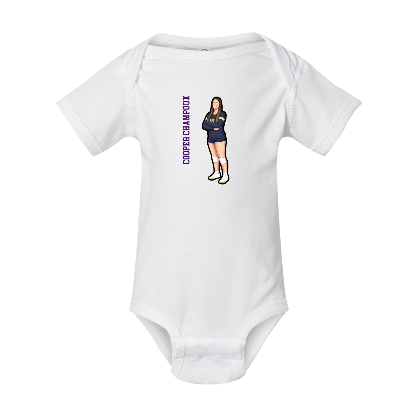 Baby Onesie — Name Vertical in White