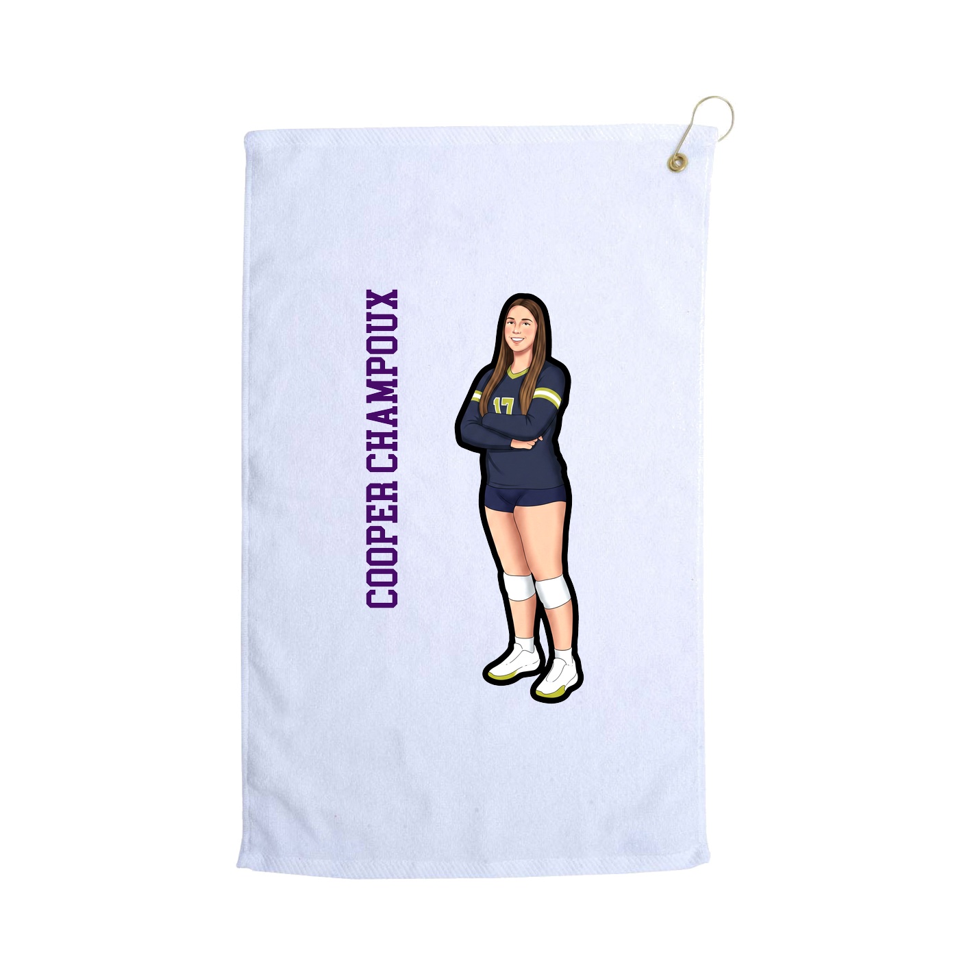 Golf Towel — Name Vertical in White