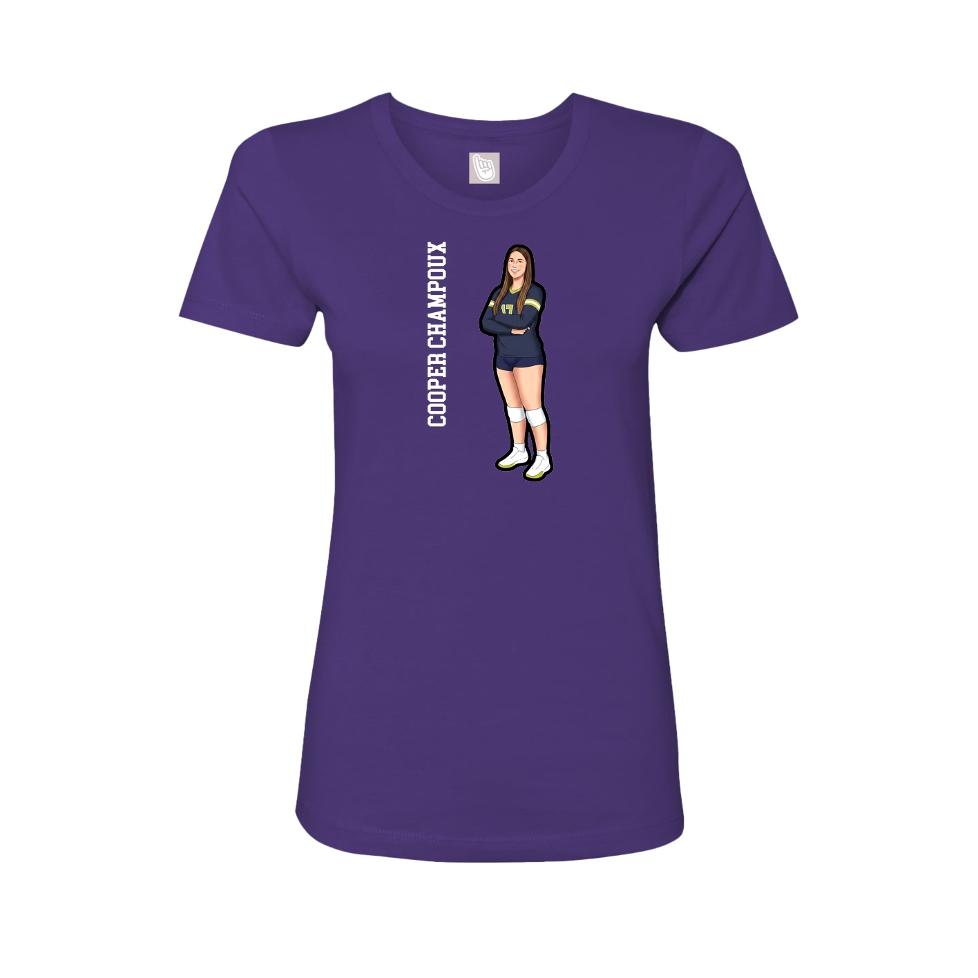 Womens Tee — Name Vertical in Purple