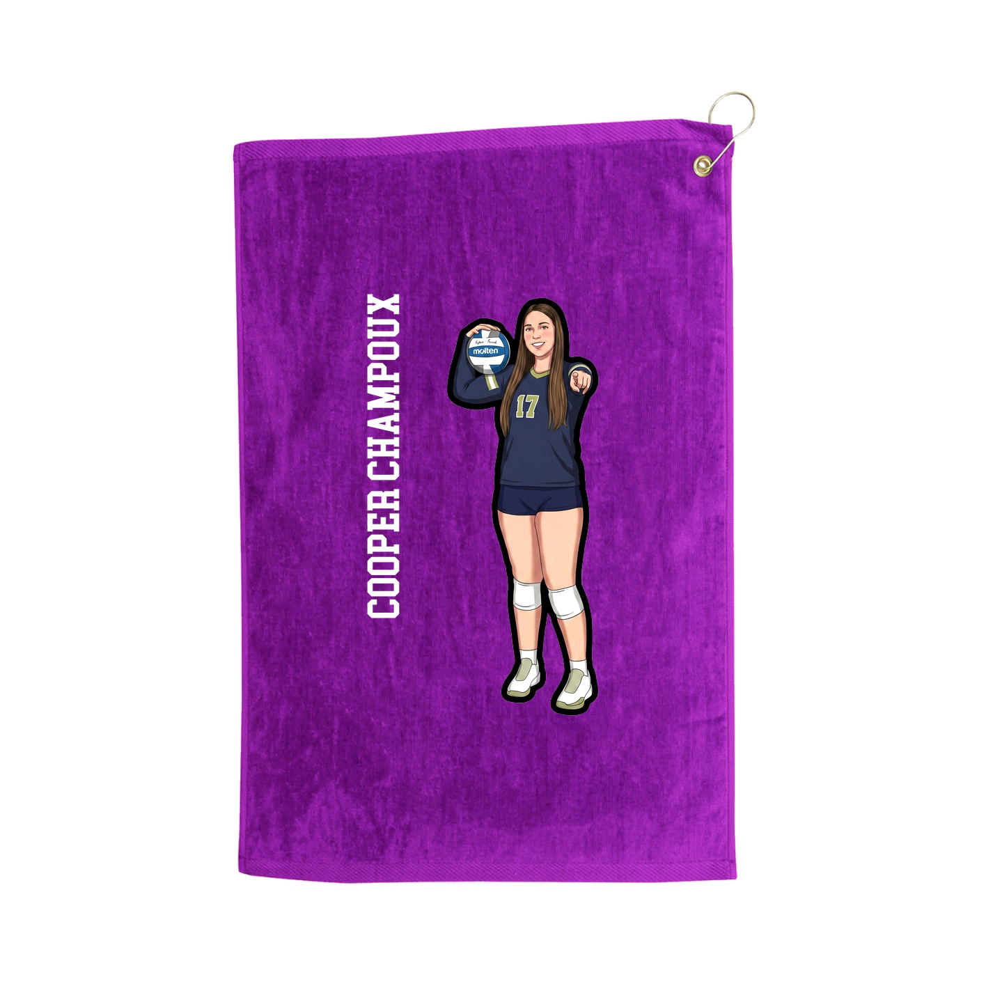 Golf Towel — Name Vertical in Purple