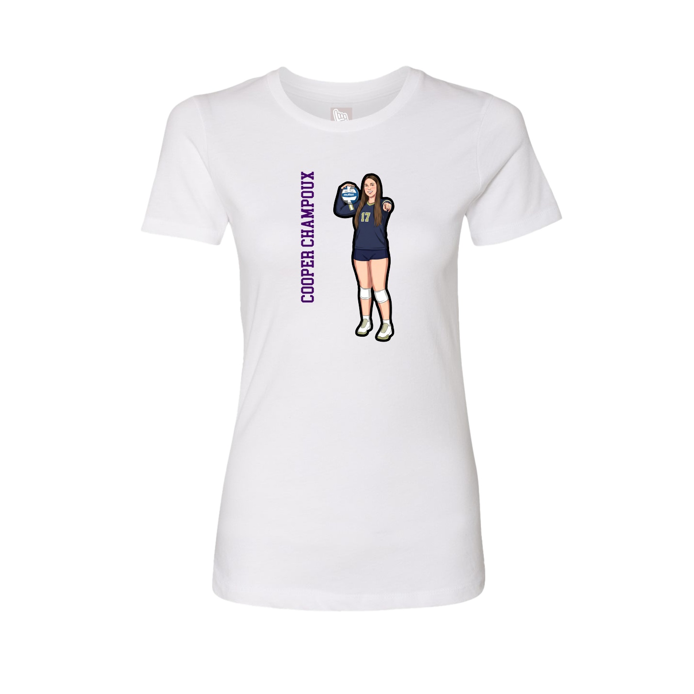 Fitted Women's Tee — Name Vertical in White