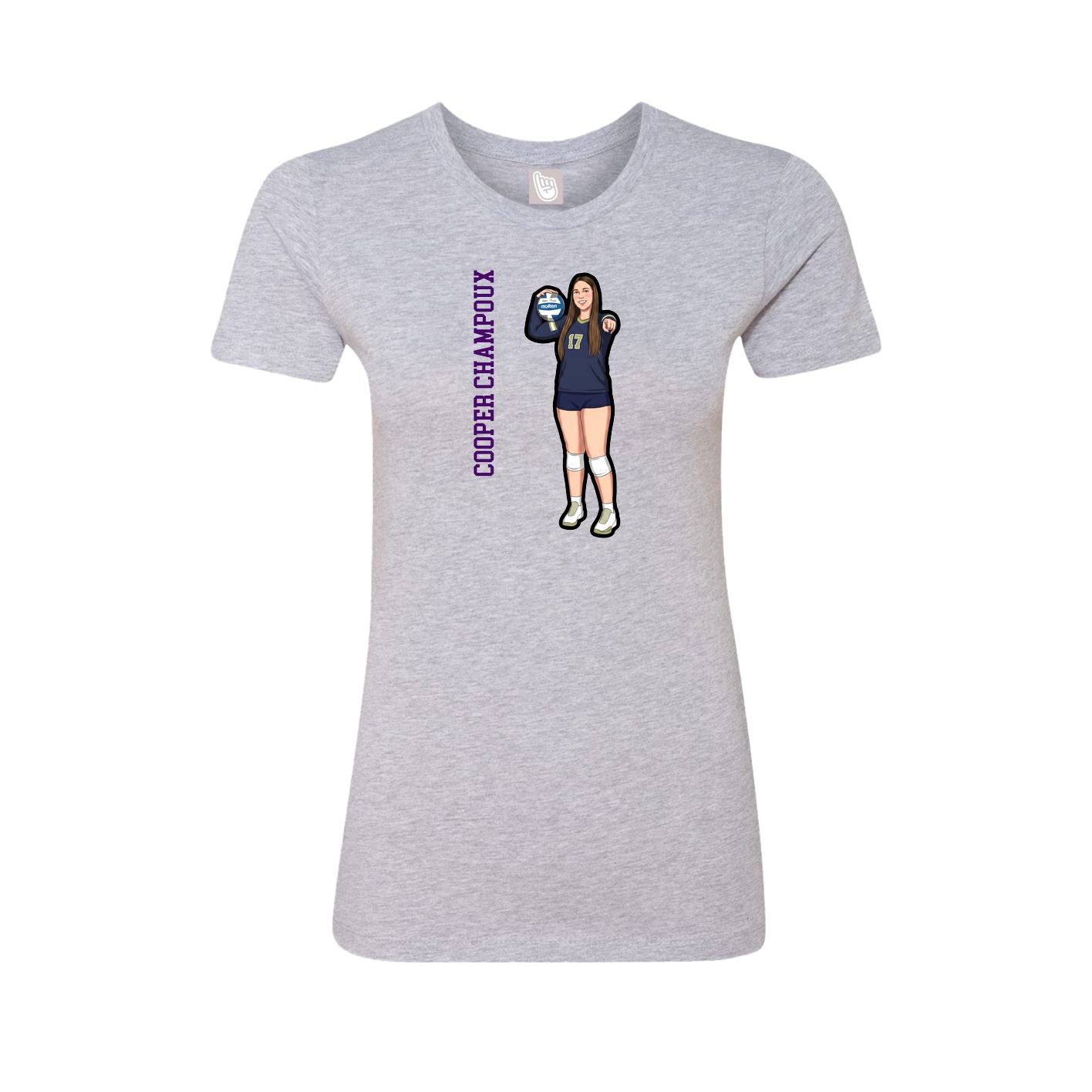 Womens Tee — Name Vertical in Grey