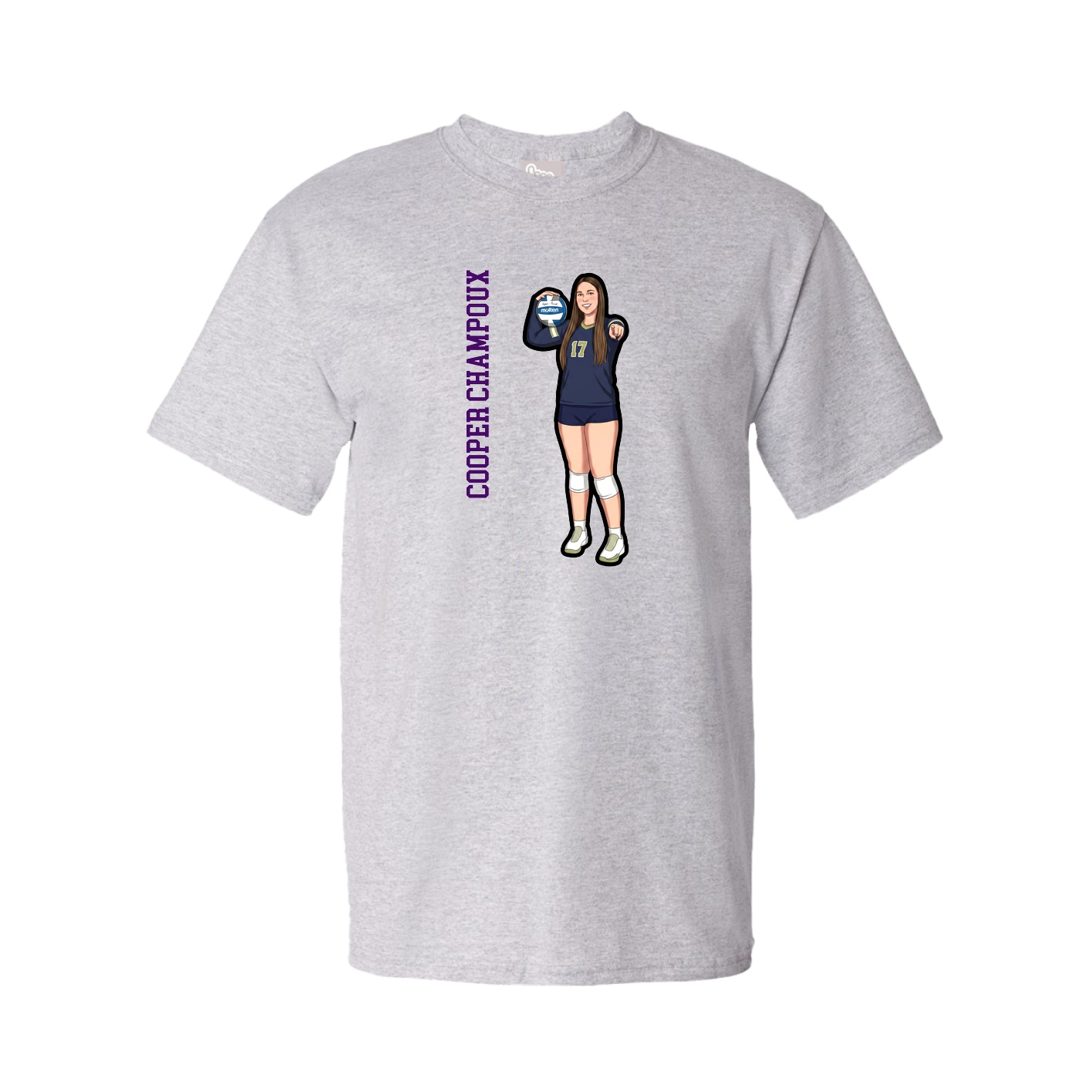 Youth Tee — Name Vertical in Grey