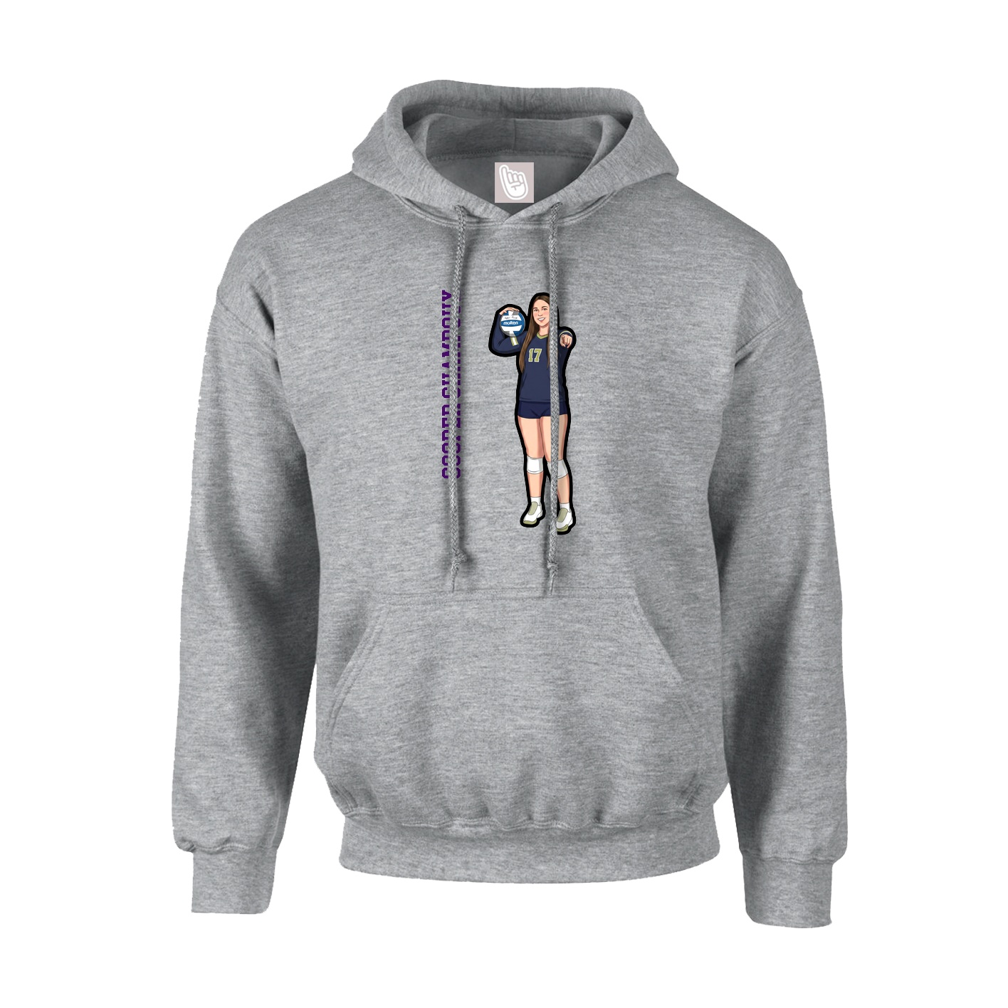 Youth Hoodie — Name Vertical in Grey