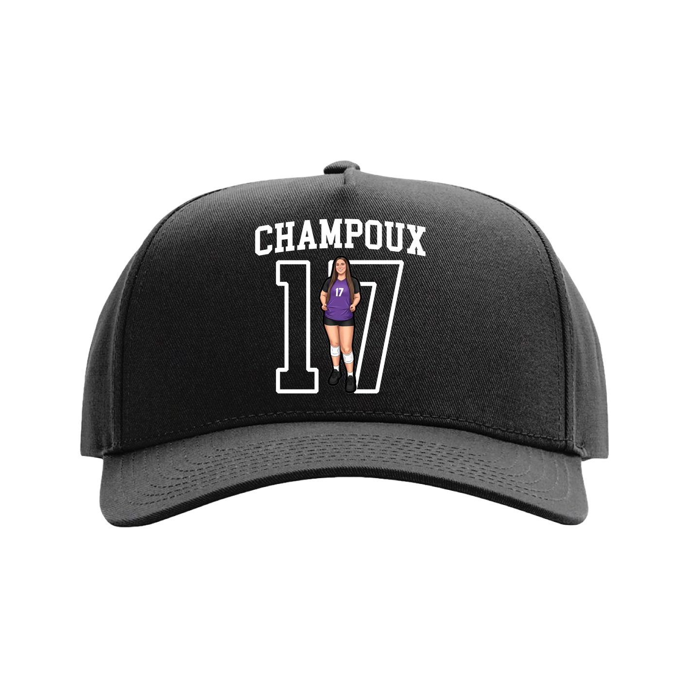 Full Fabric Five-Panel Champ Cap — Shirsey in Black