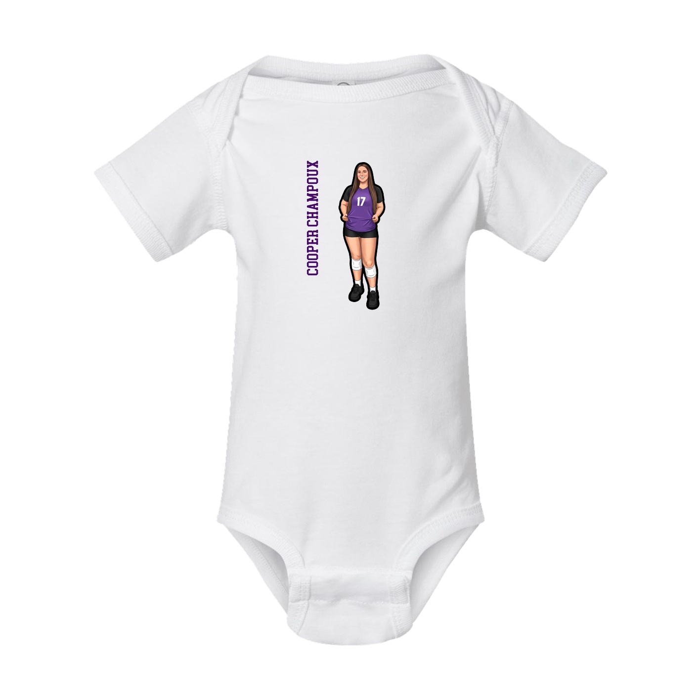 Baby Onesie — Name Vertical in White
