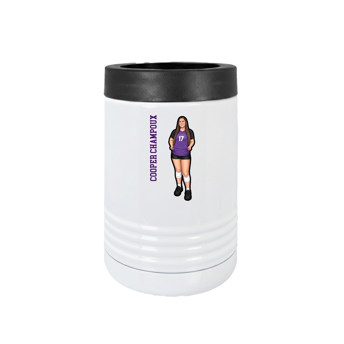 Beverage Holder — Name Vertical in White