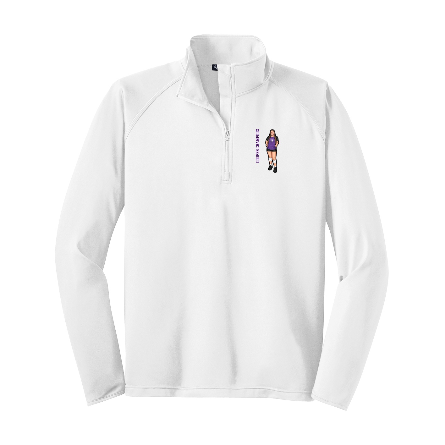 Q-Zip Pullover — Name Vertical in White