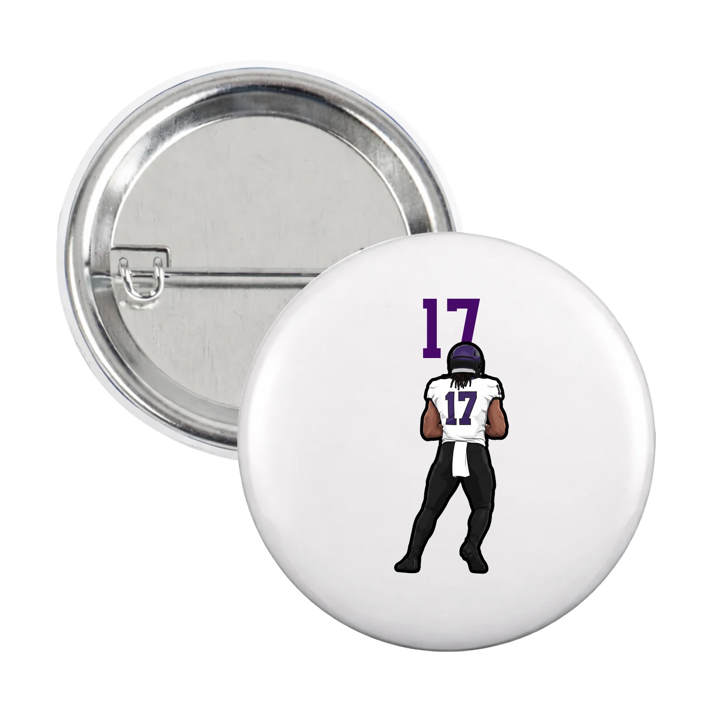 Game Day Button — Number Top in White
