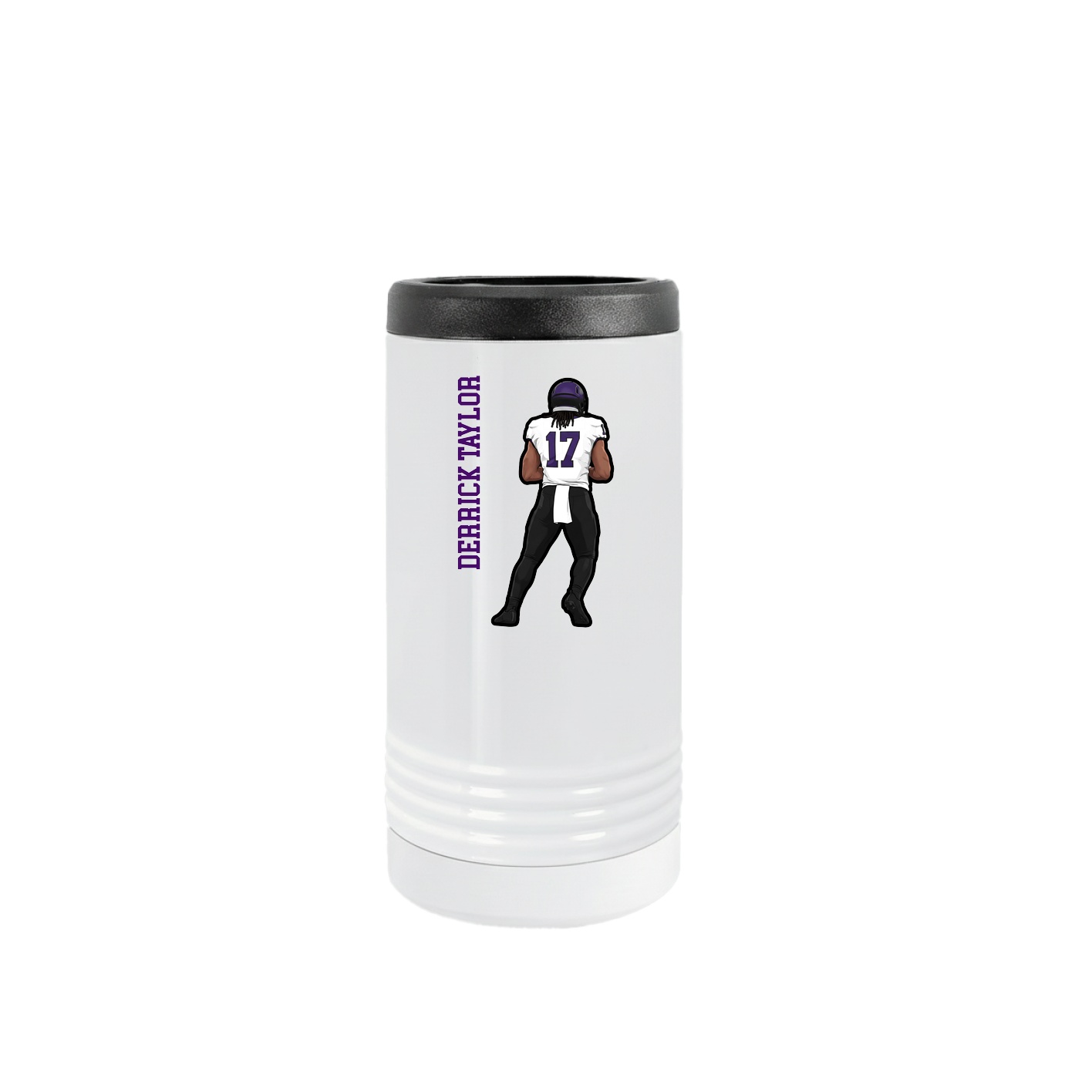 Slim Beverage Holder — Name Vertical in White