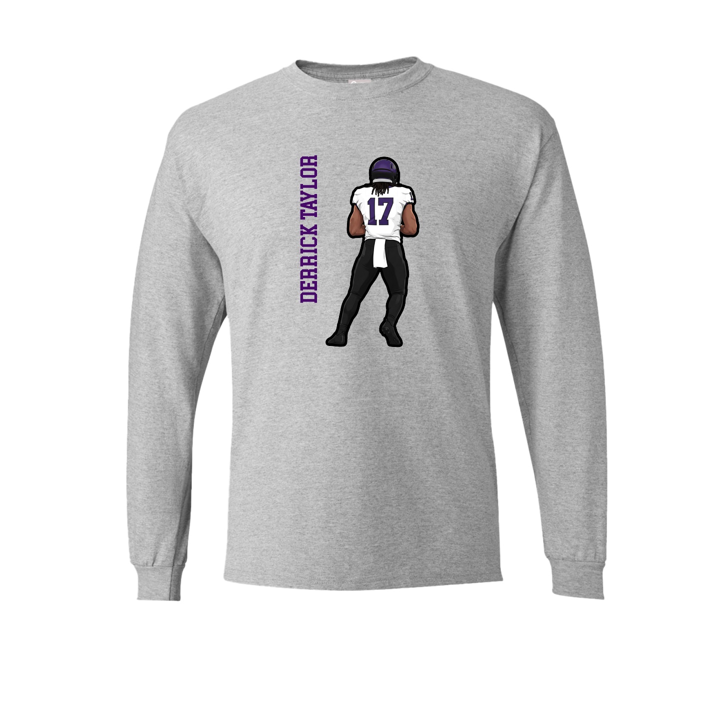 Long Sleeve Tee — Name Vertical in Grey
