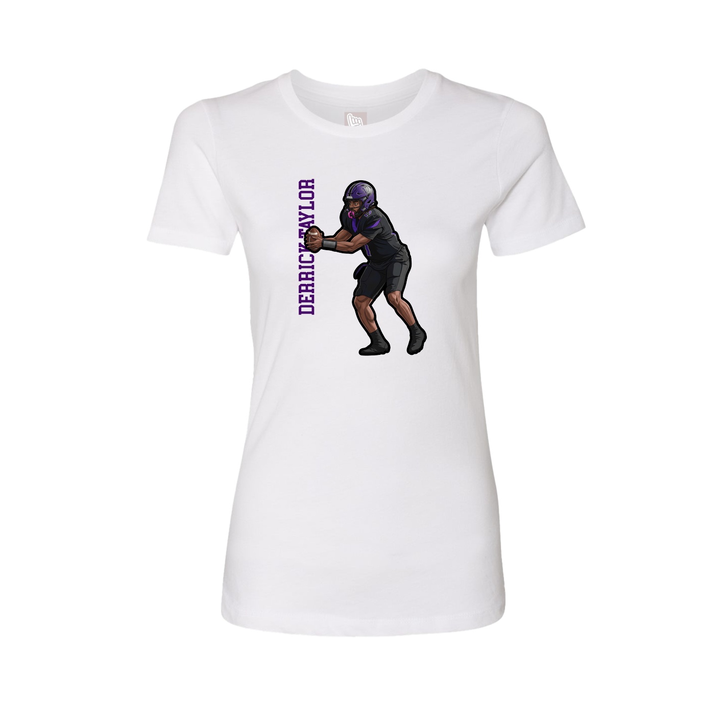 Fitted Women's Tee — Name Vertical in White