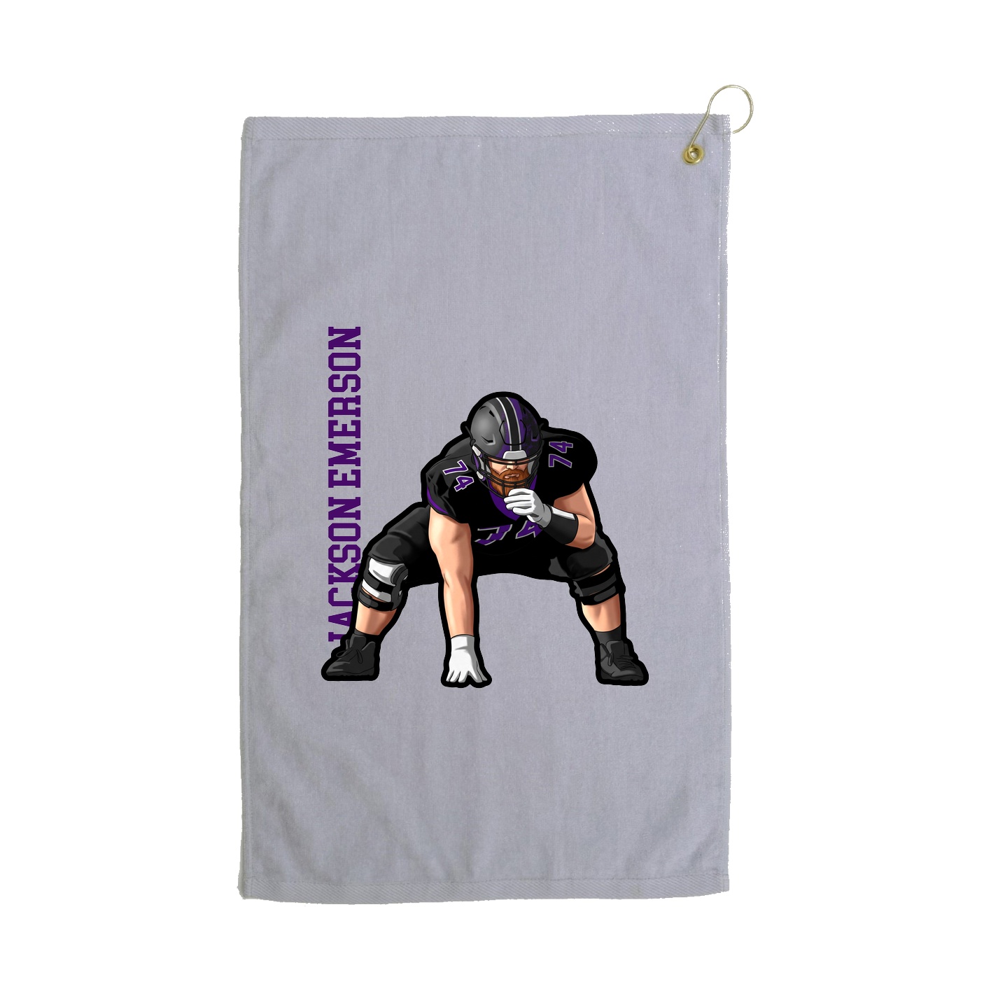 Golf Towel — Name Vertical in Grey