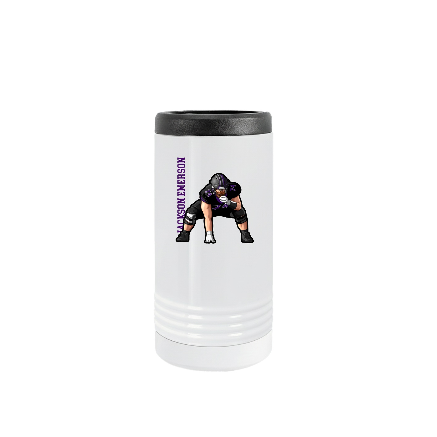Slim Beverage Holder — Name Vertical in White