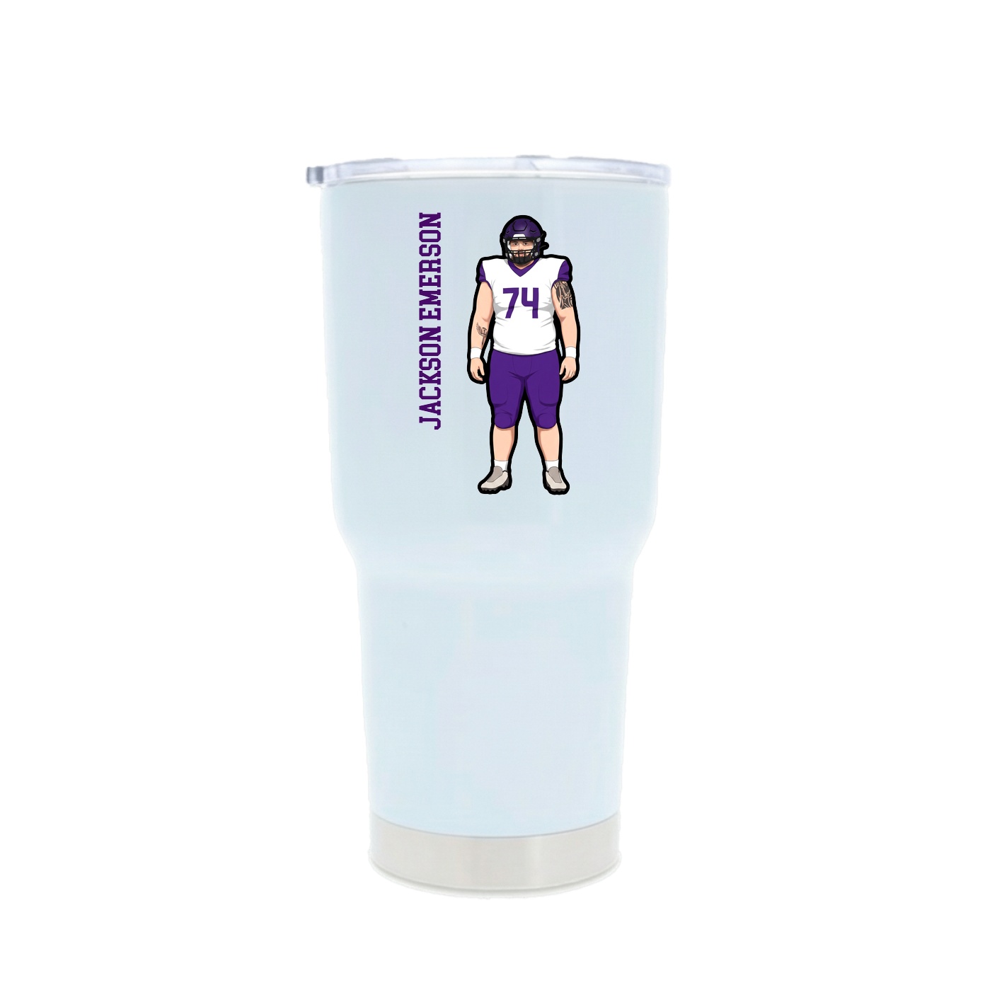 30oz Stainless Steel Tumbler — Name Vertical in White