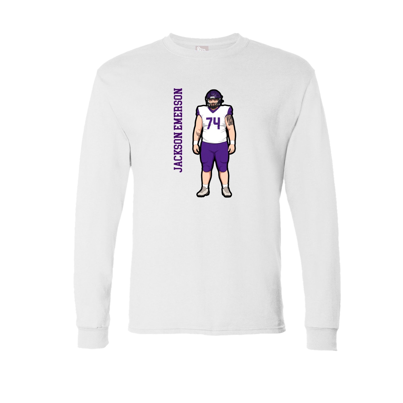 Long Sleeve Tee — Name Vertical in White
