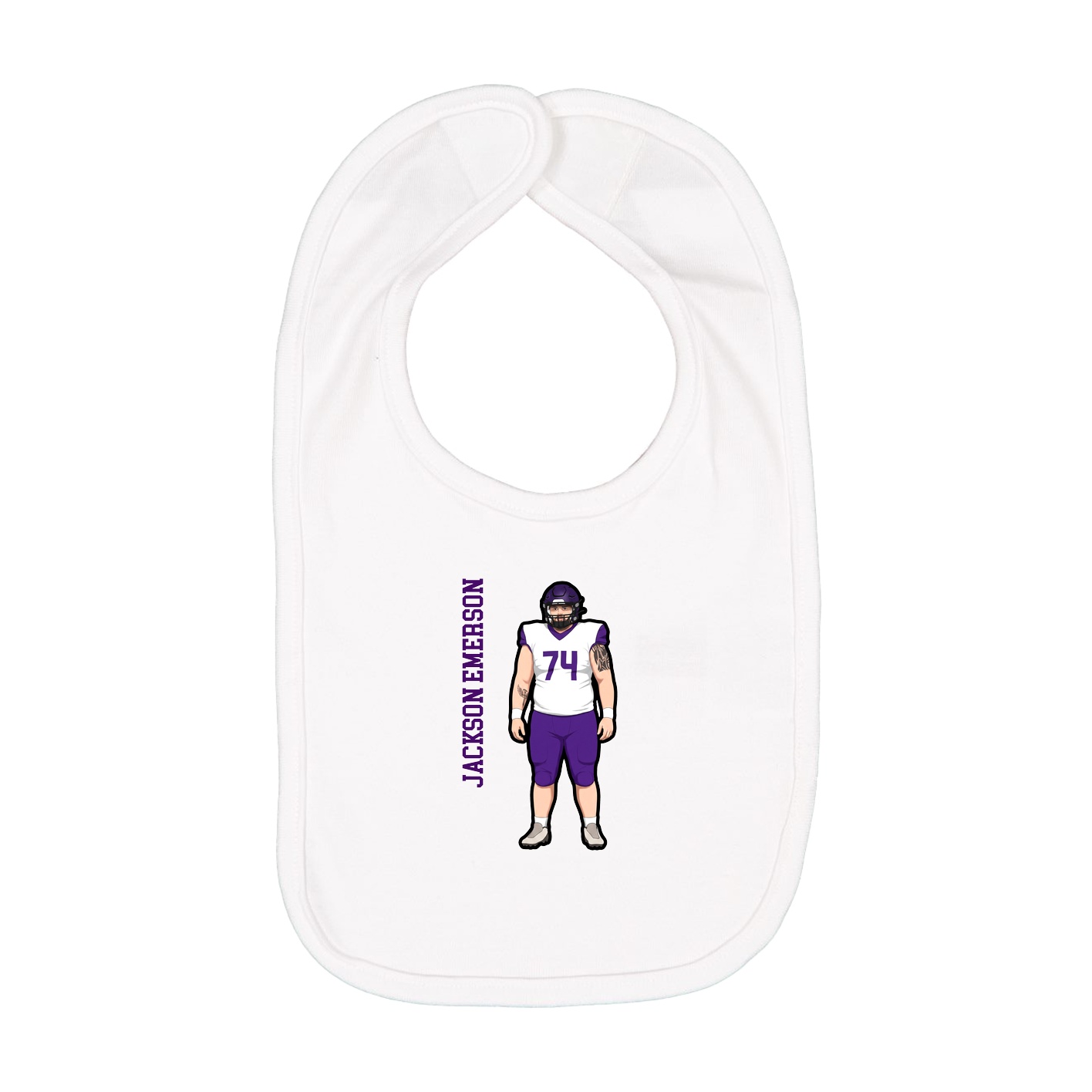 Infant Bib — Name Vertical in White