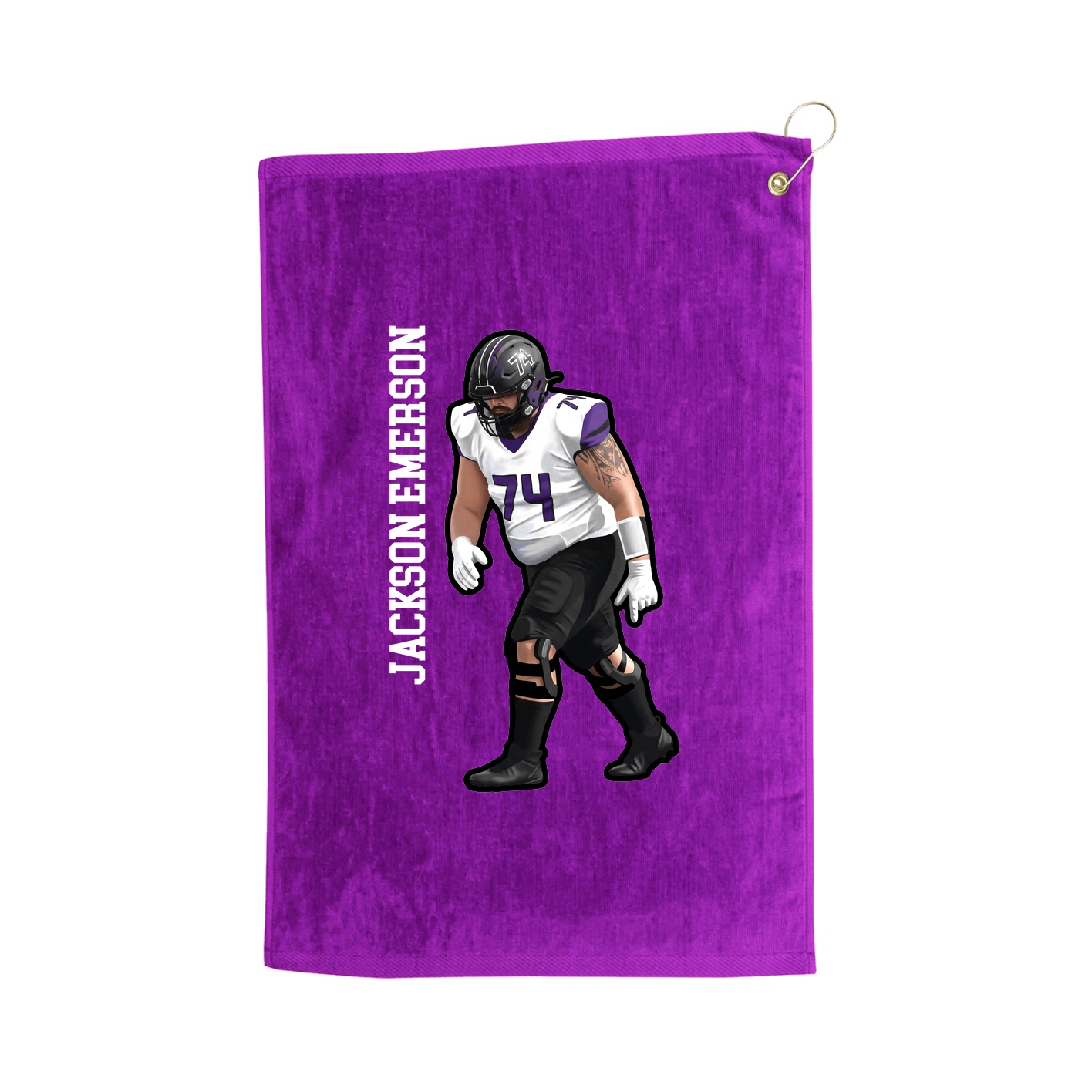 Golf Towel — Name Vertical in Purple