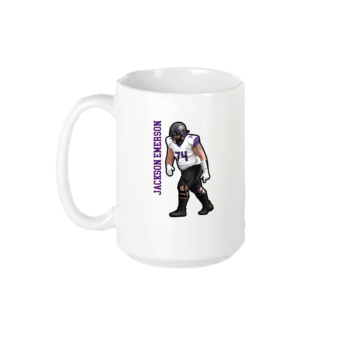 15oz Coffee Mug — Name Vertical in White