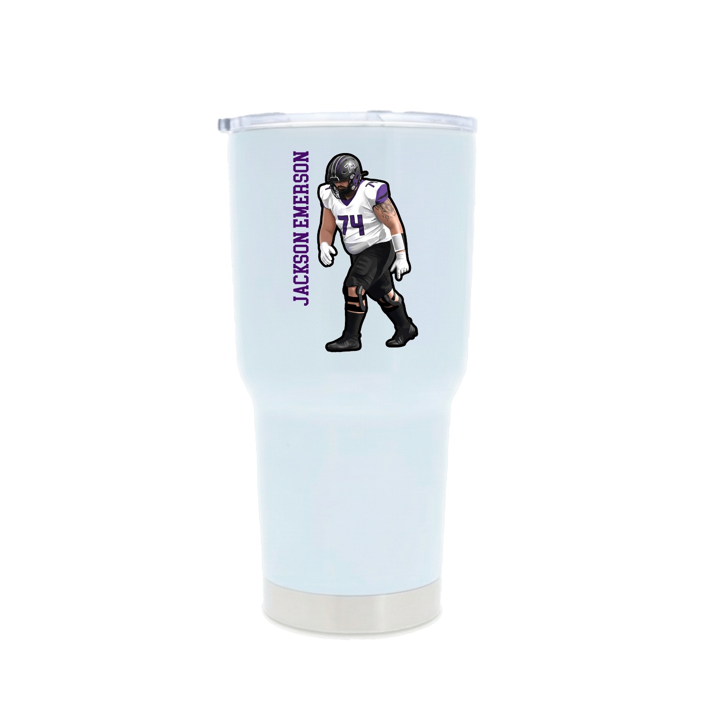 30oz Stainless Steel Tumbler — Name Vertical in White