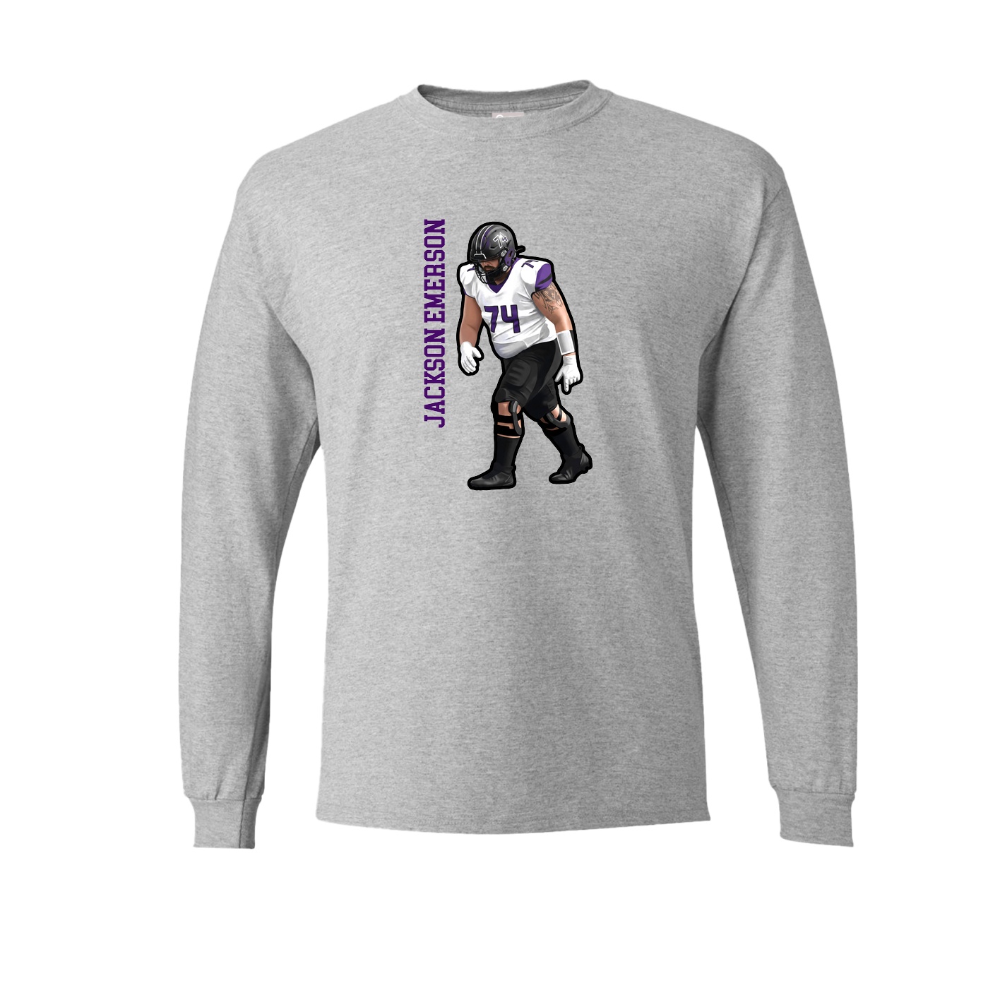 Long Sleeve Tee — Name Vertical in Grey