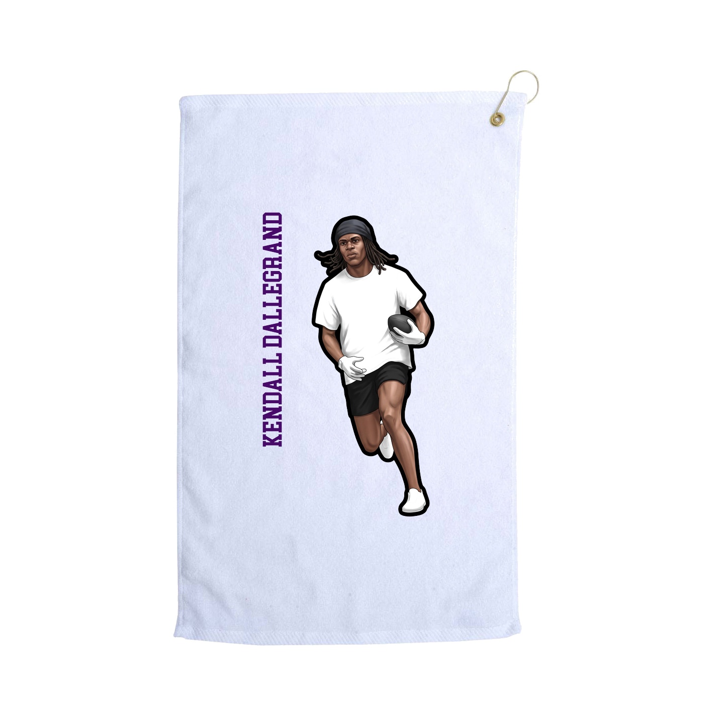 Golf Towel — Name Vertical in White