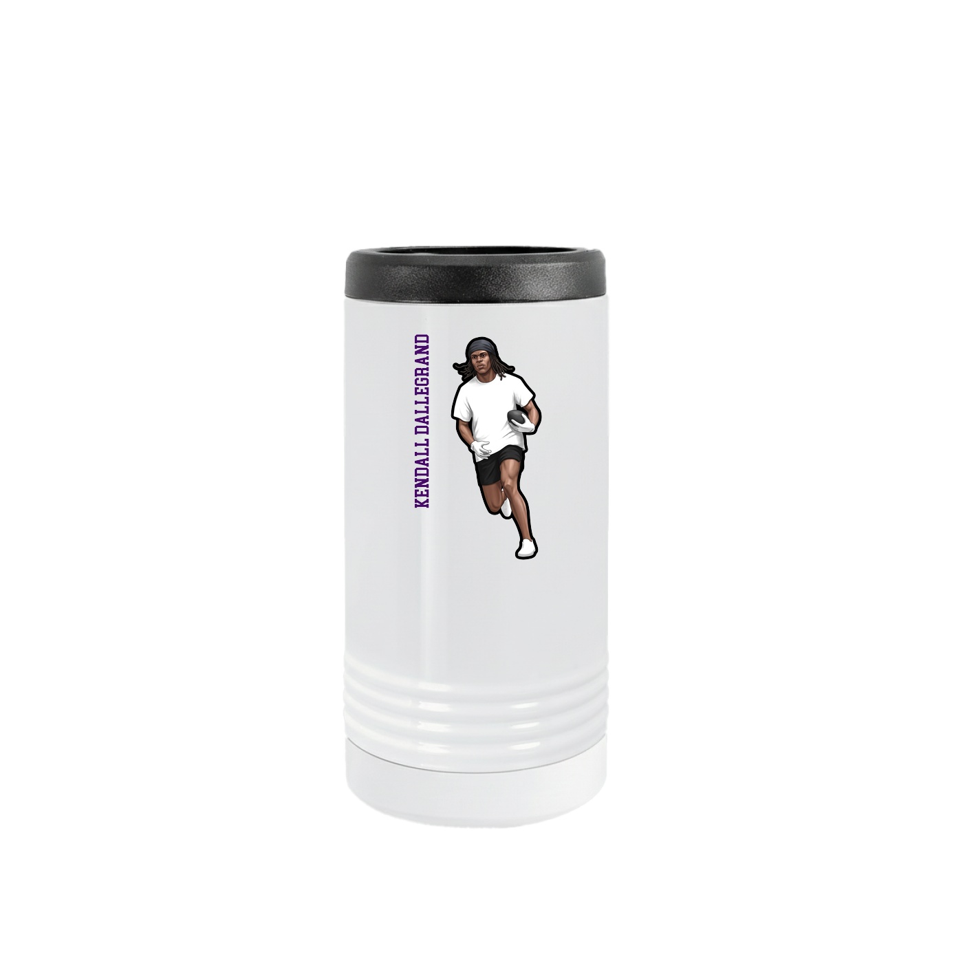 Slim Beverage Holder — Name Vertical in White