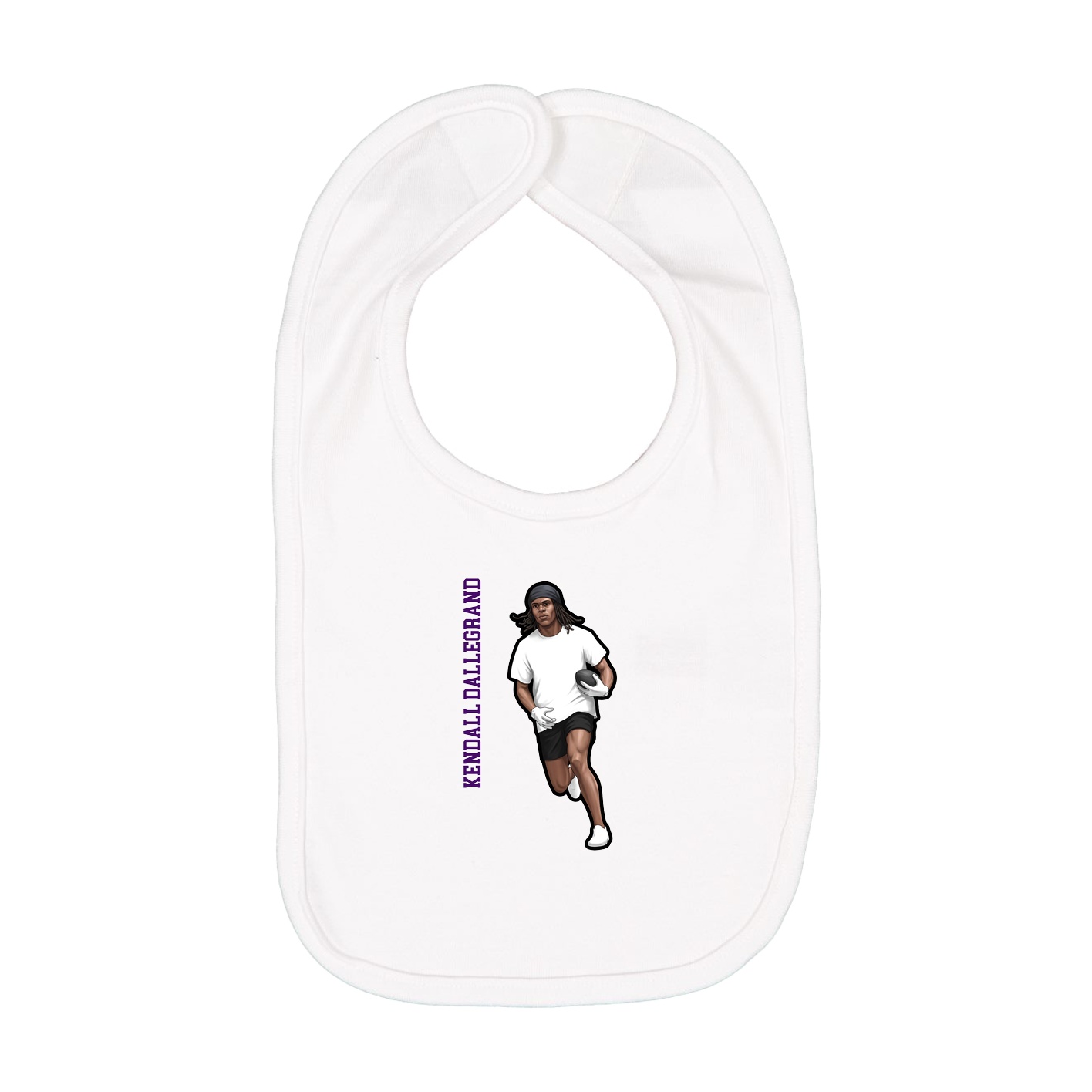 Infant Bib — Name Vertical in White