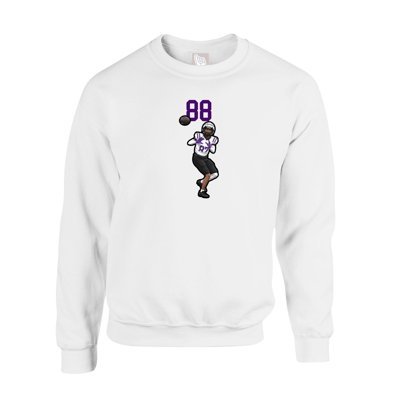 Fleece Crew — Number Top in White
