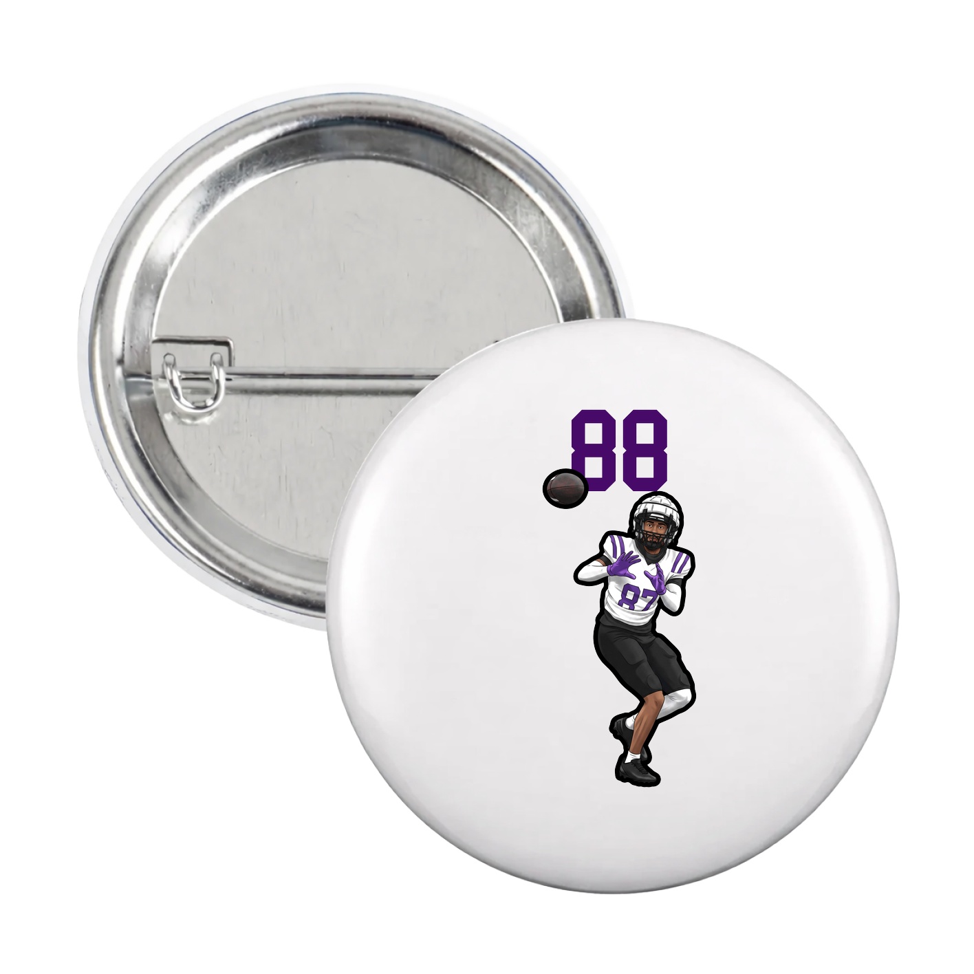 Game Day Button — Number Top in White