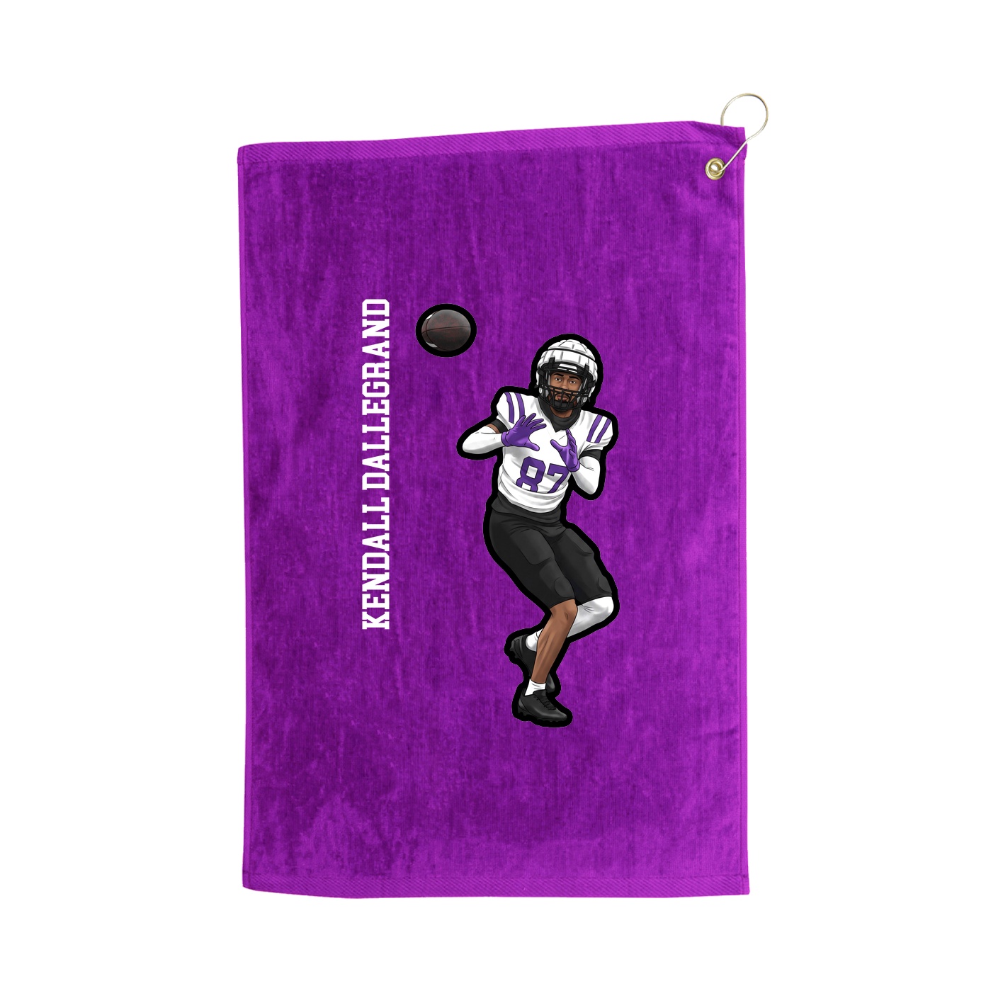 Golf Towel — Name Vertical in Purple