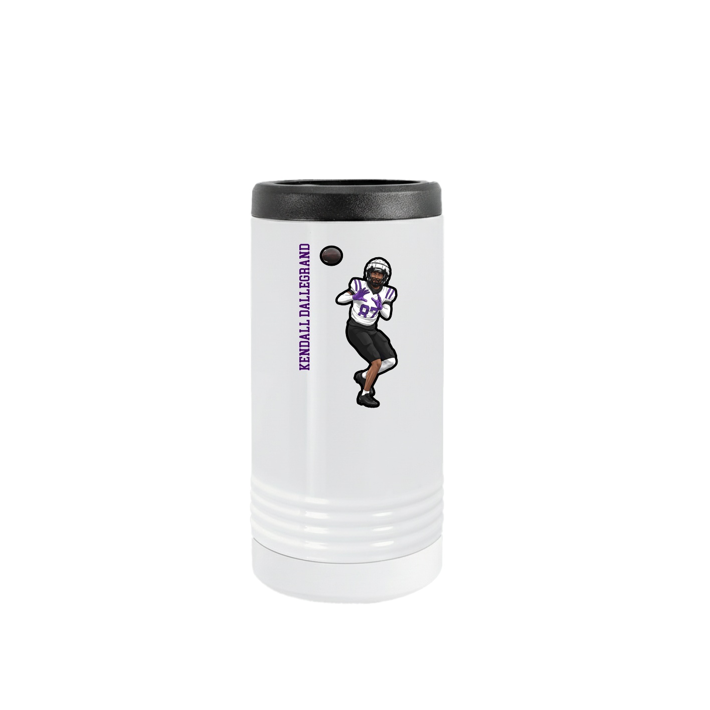 Slim Beverage Holder — Name Vertical in White