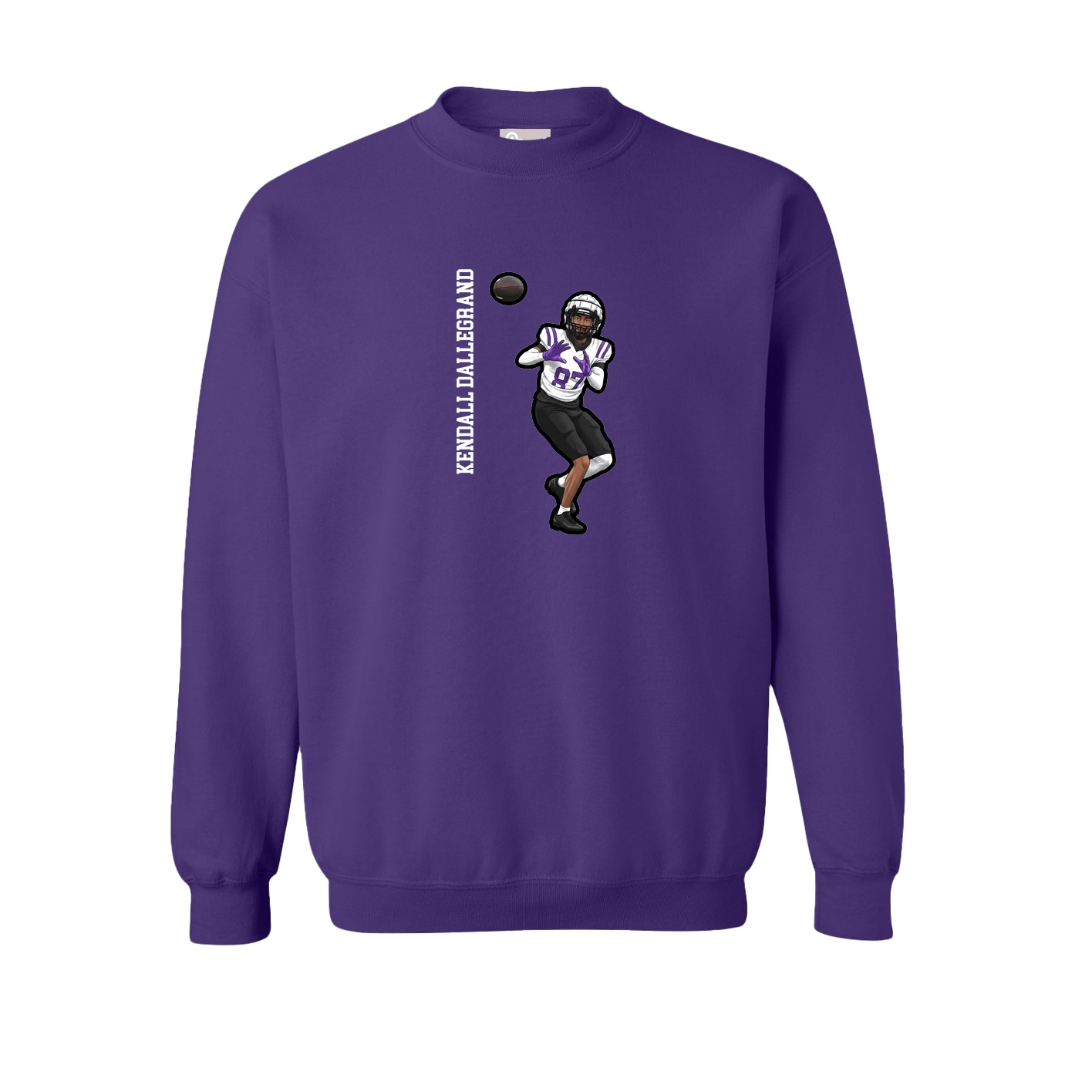 Fleece Crew — Name Vertical in Purple