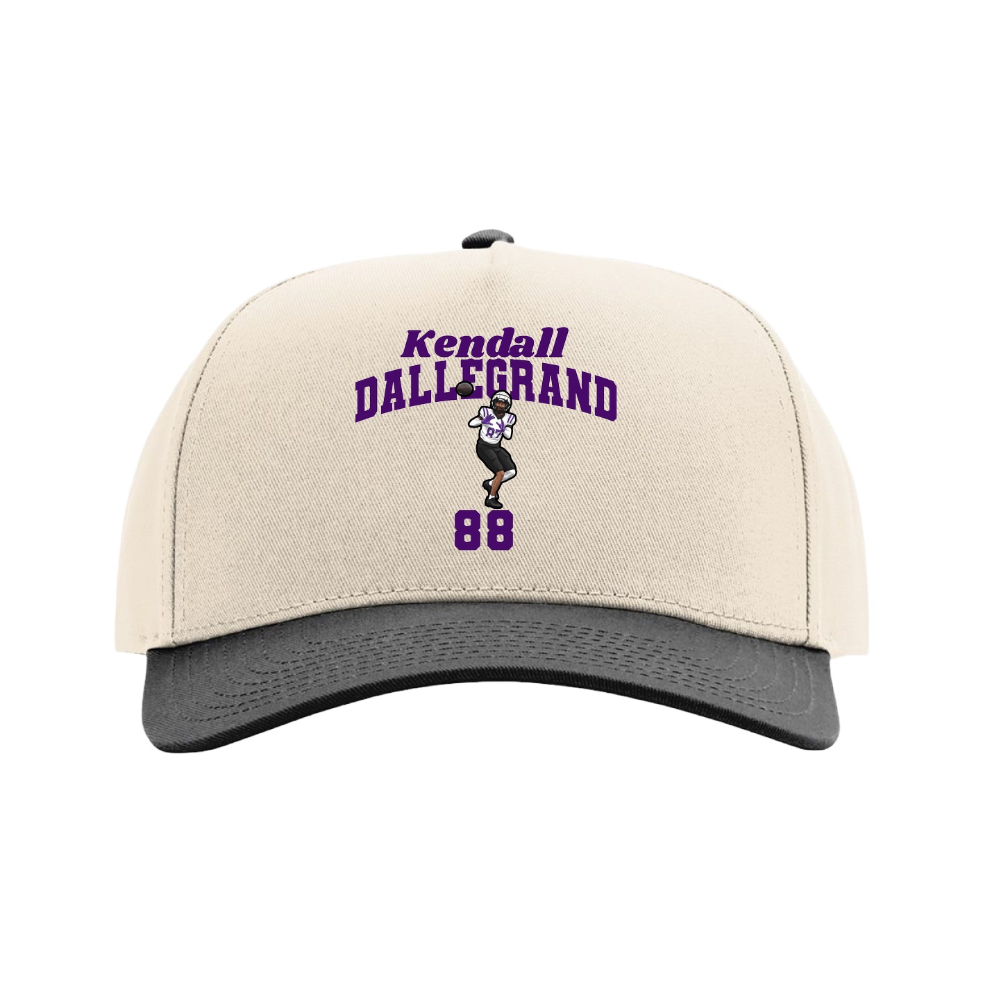 Full Fabric Five-Panel Champ Cap — Signature Arch in Cream/Black