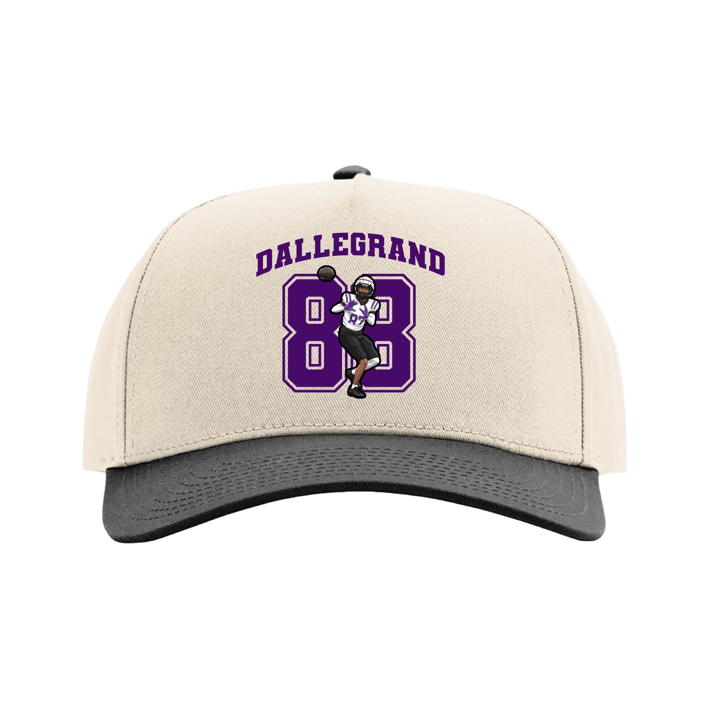 Full Fabric Five-Panel Champ Cap — Number in Cream/Black