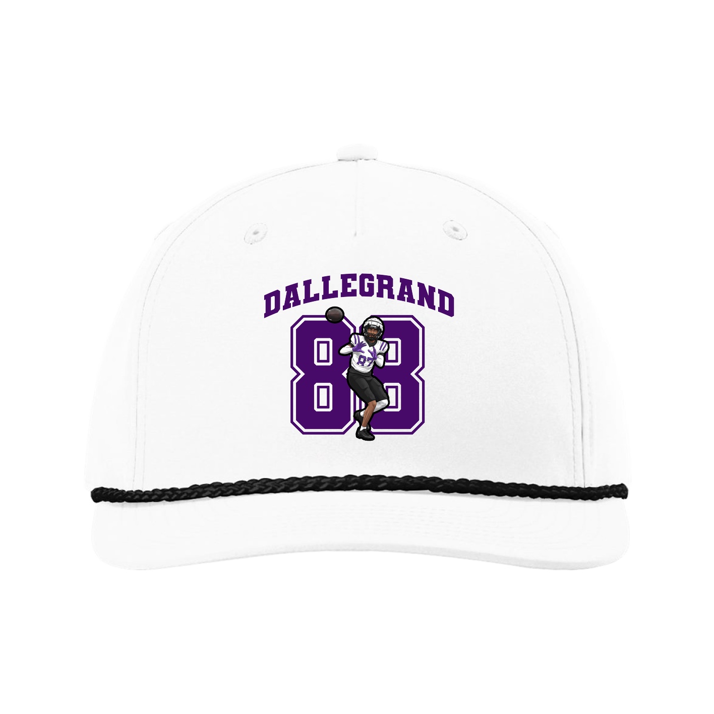 Five-Panel Classic Rope Cap — Number in White