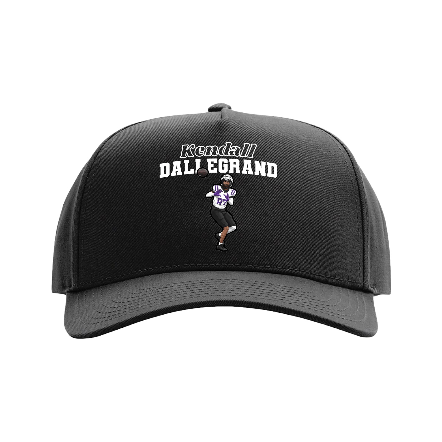 Full Fabric Five-Panel Champ Cap — Name Arch in Black