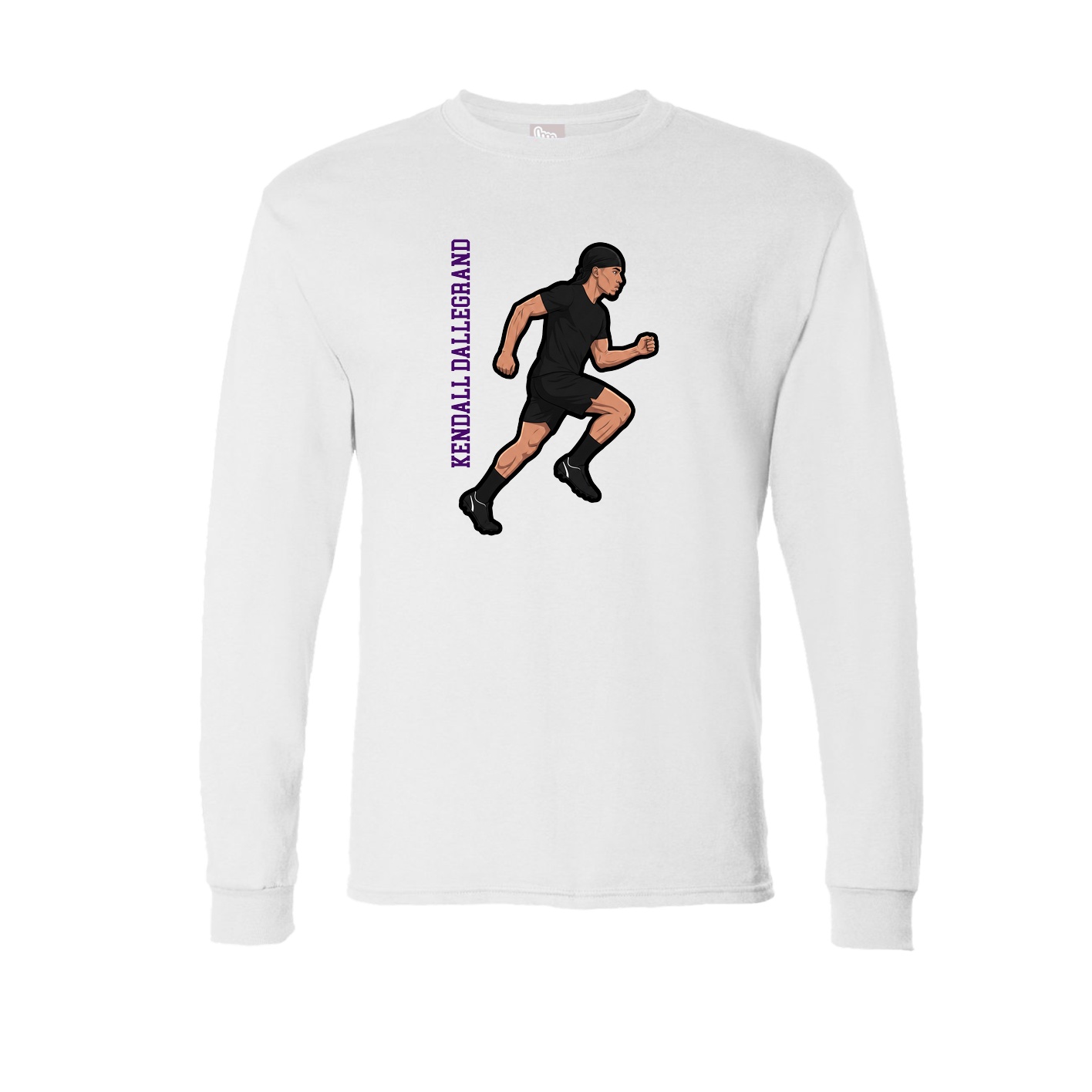 Long Sleeve Tee — Name Vertical in White