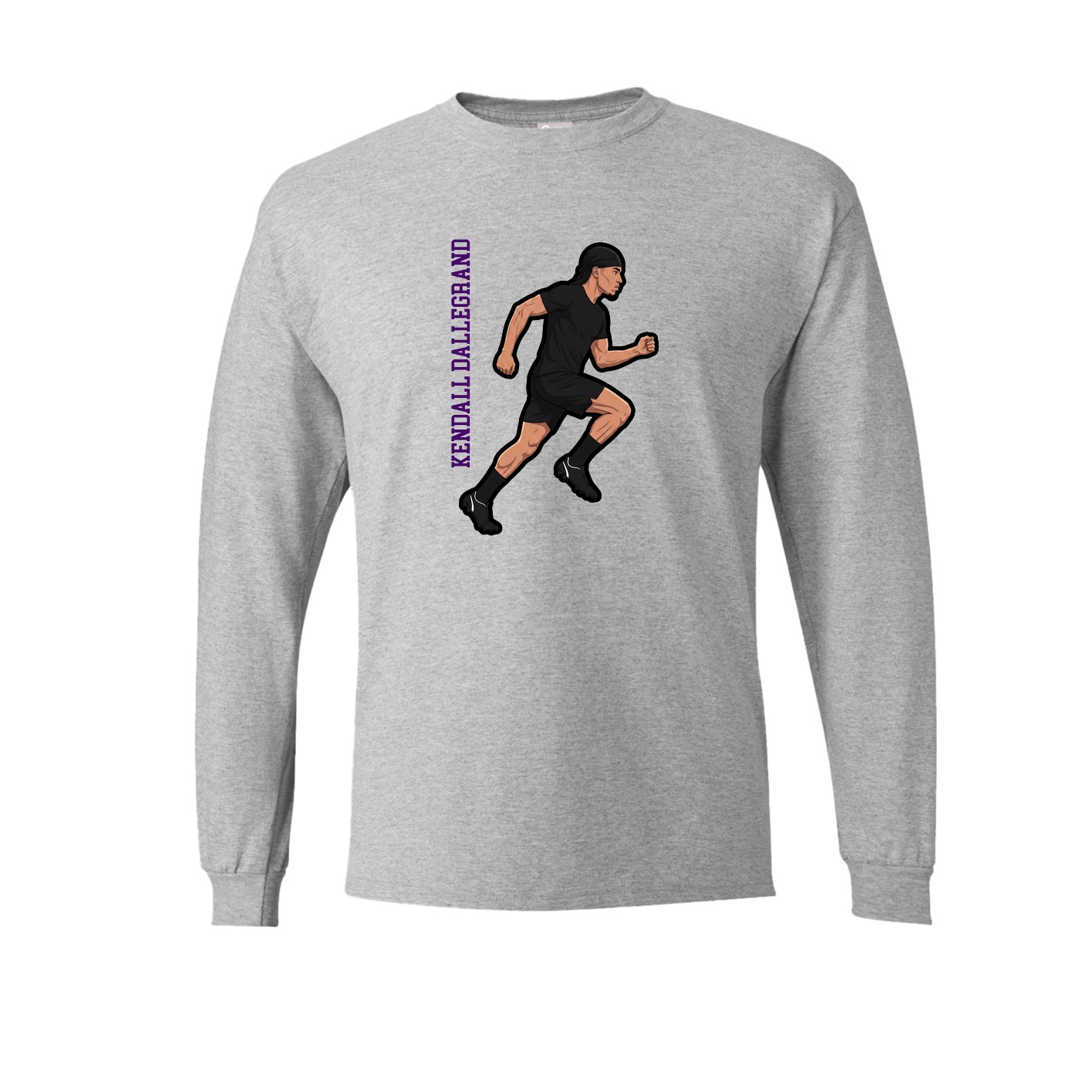 Long Sleeve Tee — Name Vertical in Grey
