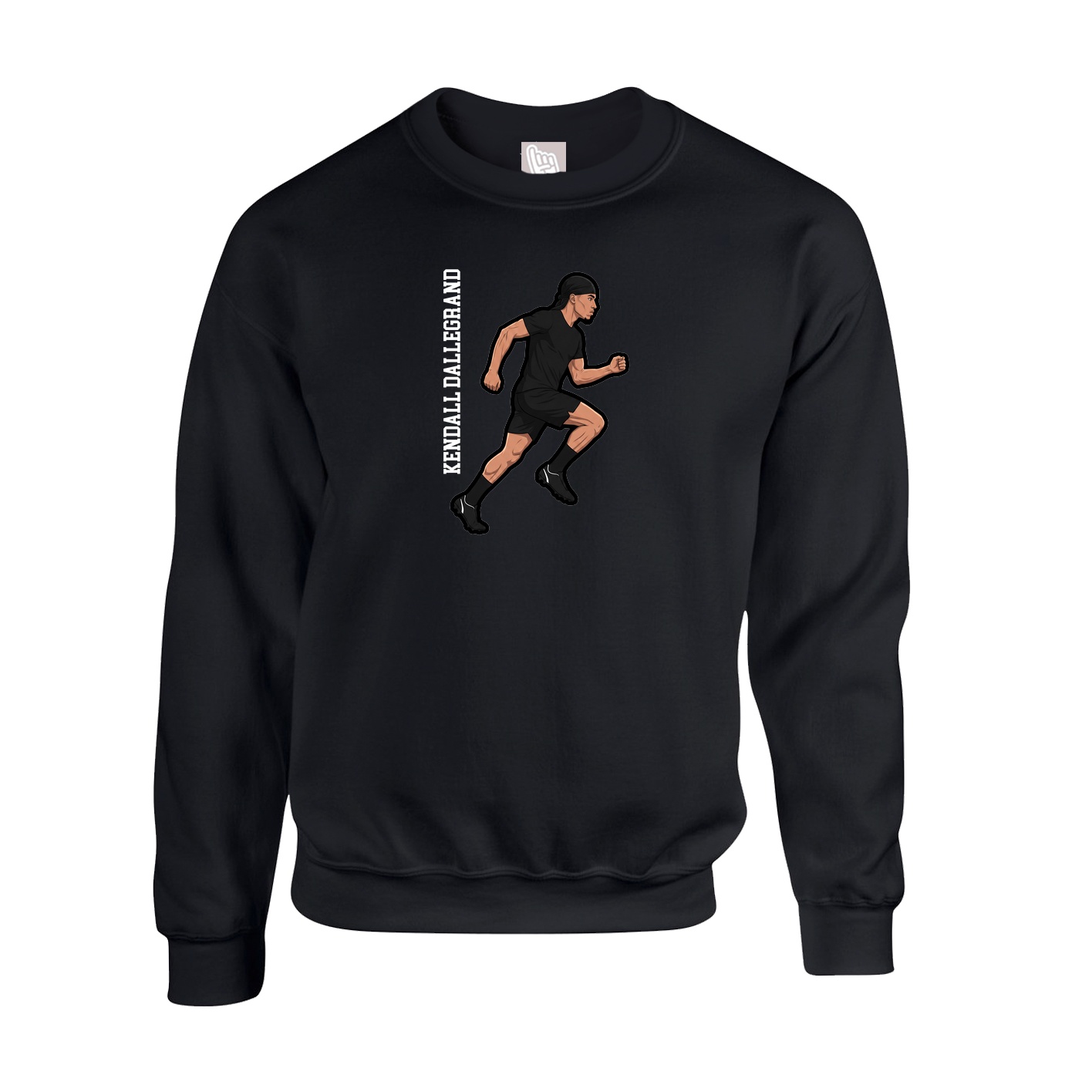 Fleece Crew — Name Vertical in Black