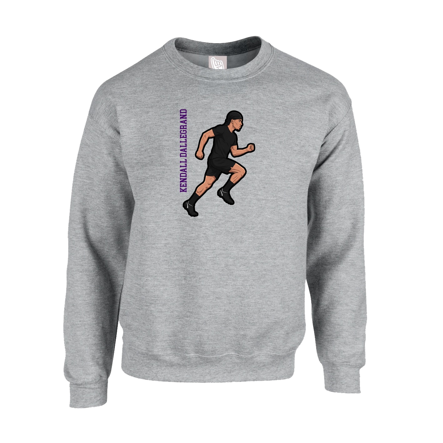 Fleece Crew — Name Vertical in Grey