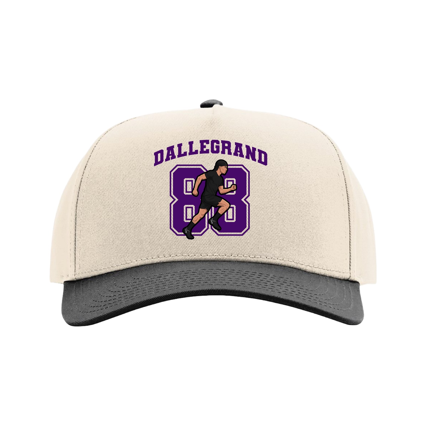 Full Fabric Five-Panel Champ Cap — Number in Cream/Black