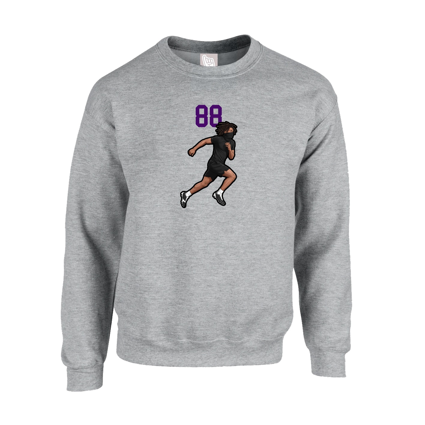 Fleece Crew — Number Top in Grey