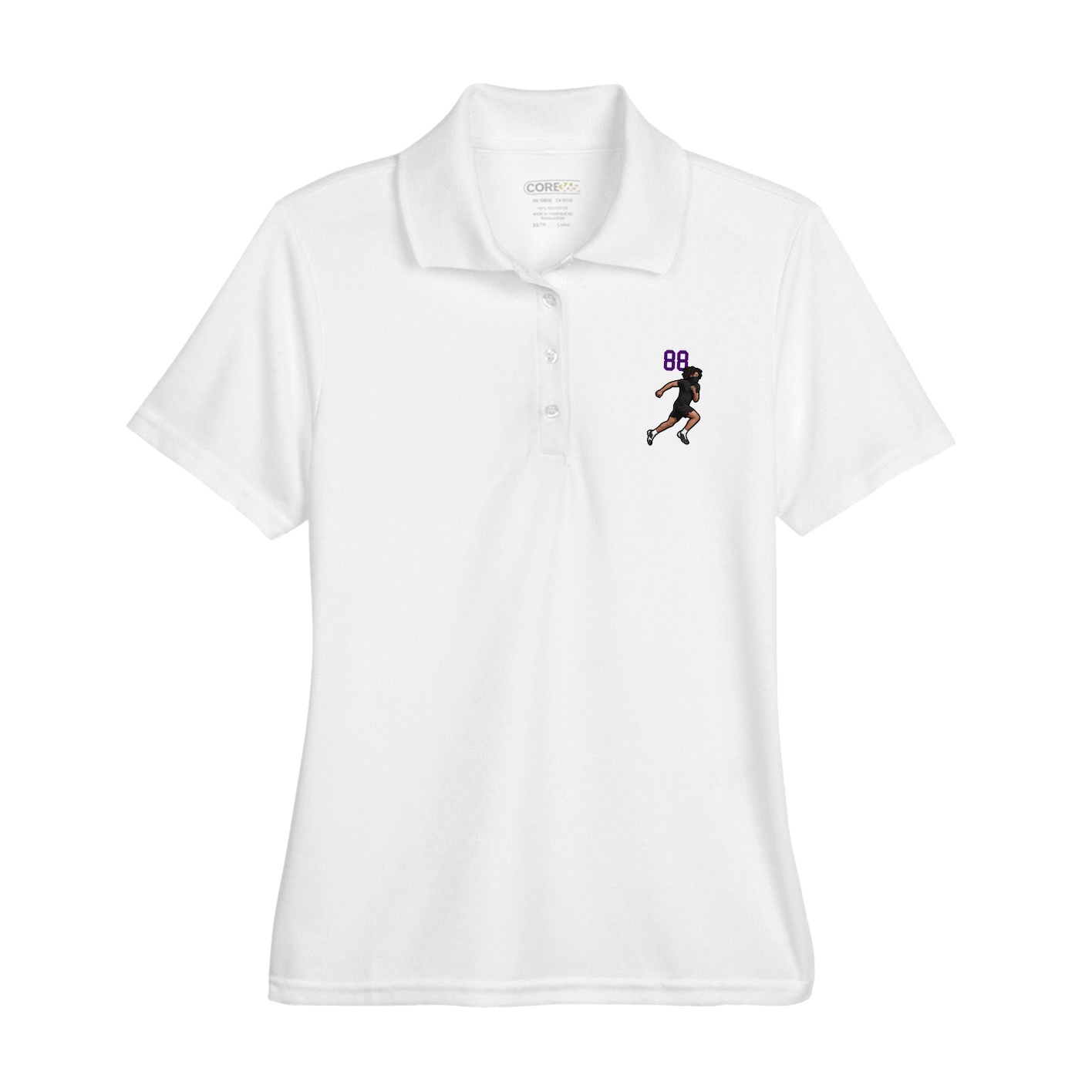 Womens Performance Polo — Number Top in White