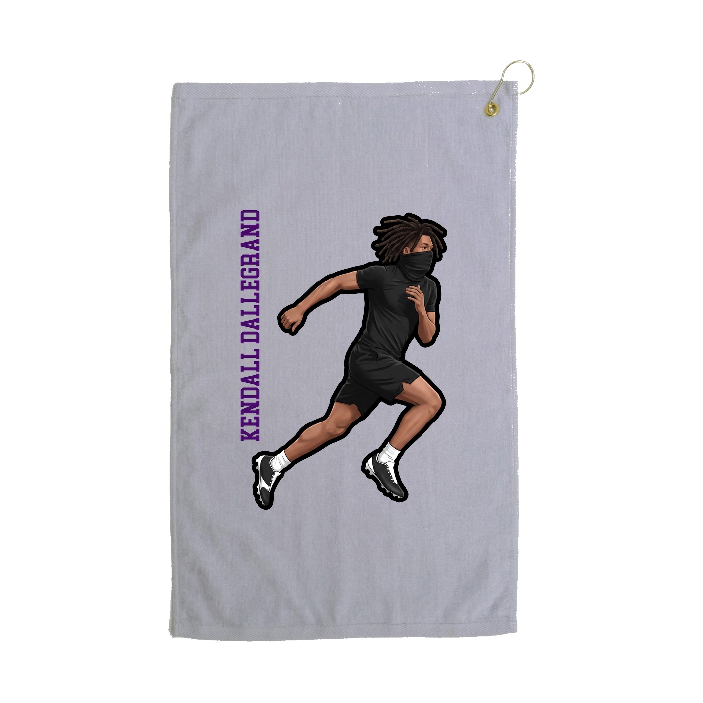 Golf Towel — Name Vertical in Grey