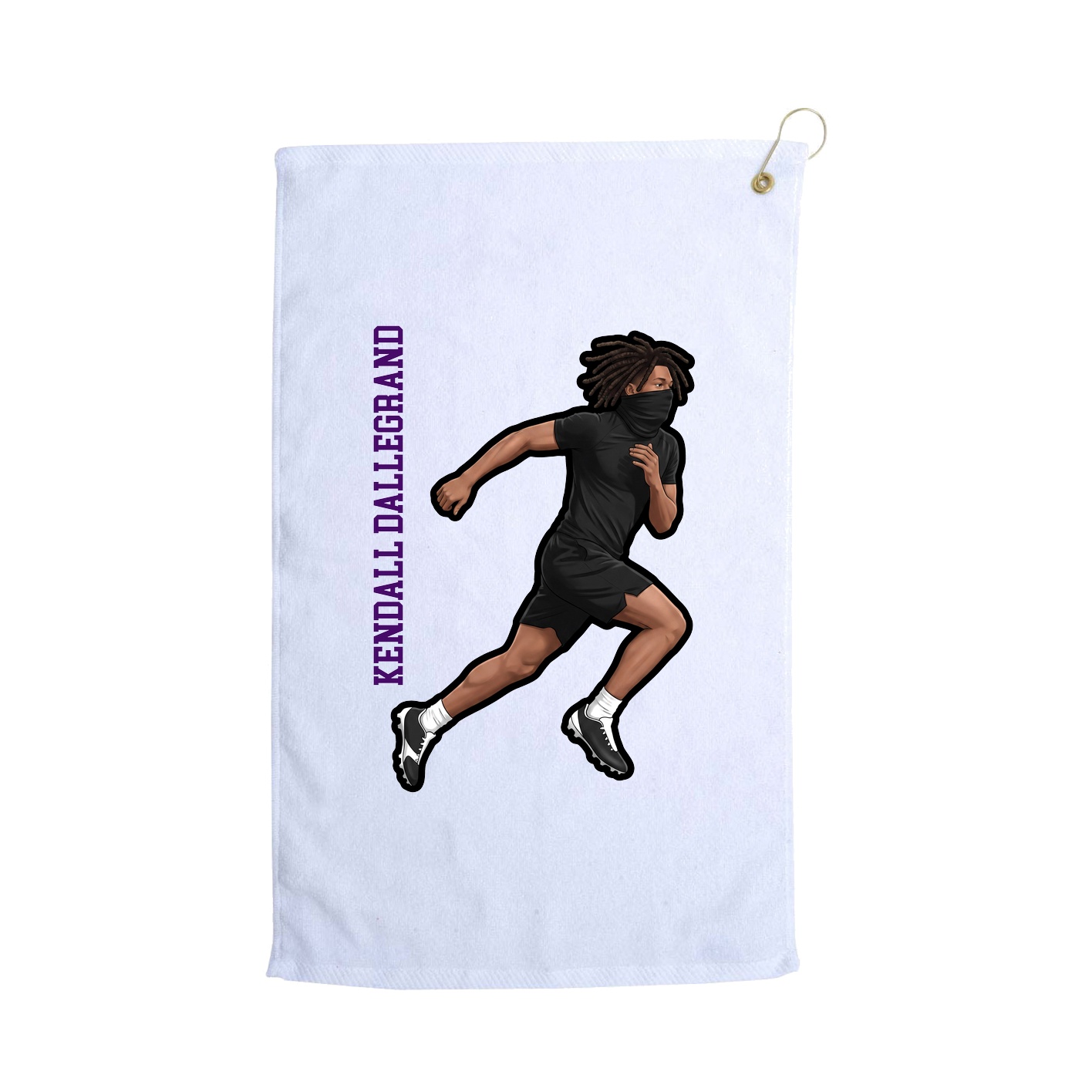 Golf Towel — Name Vertical in White