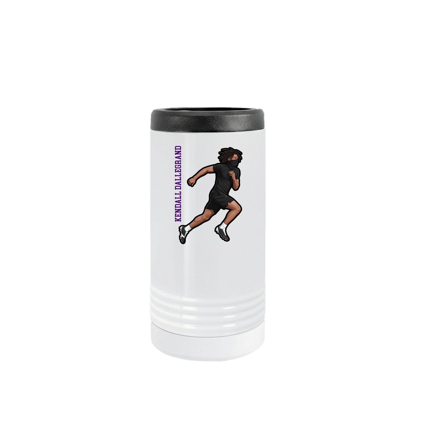 Slim Beverage Holder — Name Vertical in White