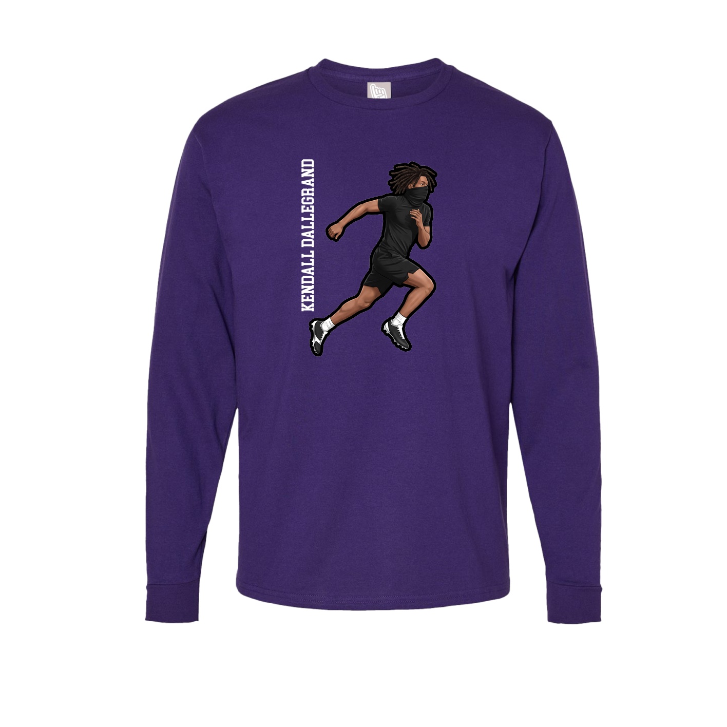 Long Sleeve Tee — Name Vertical in Purple