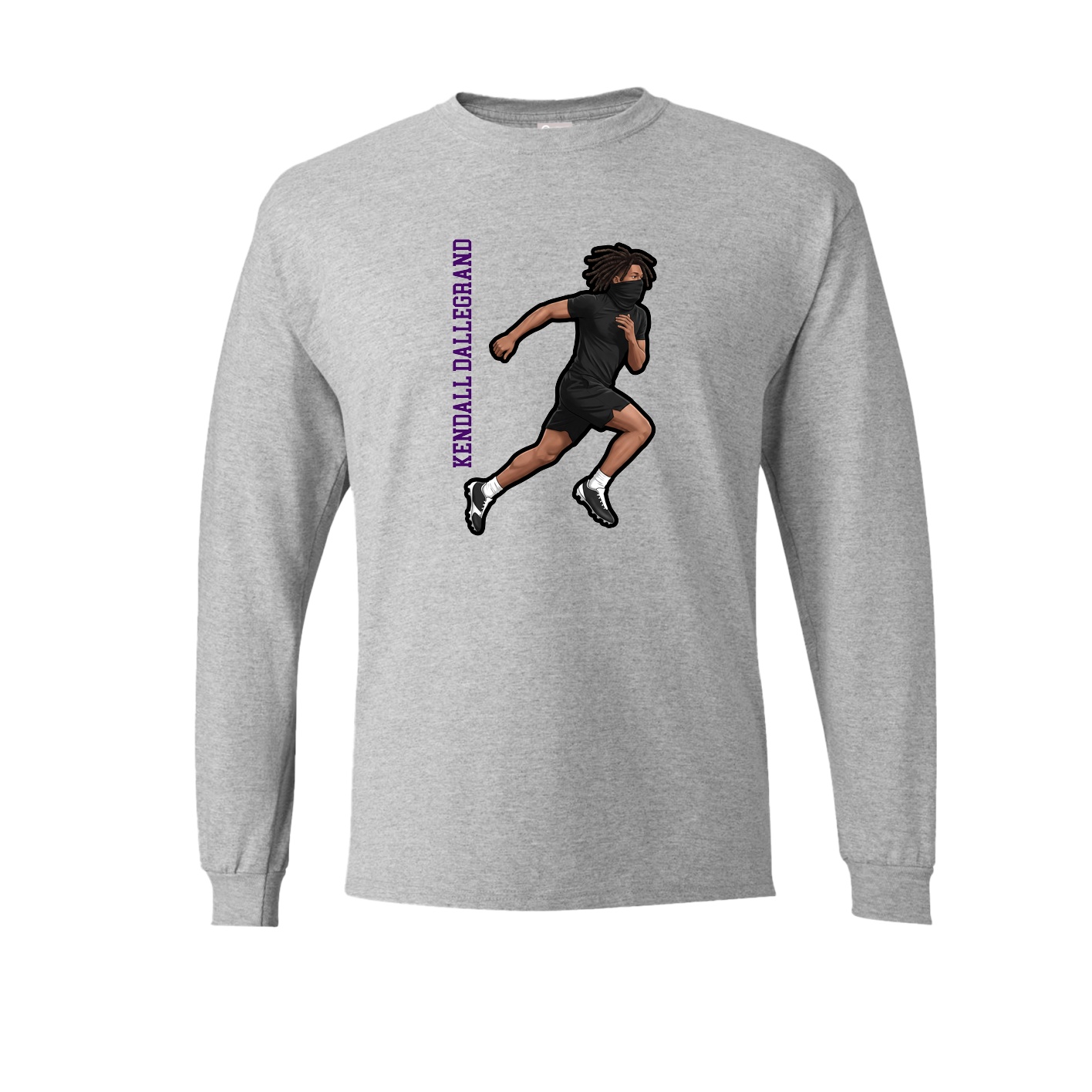 Long Sleeve Tee — Name Vertical in Grey