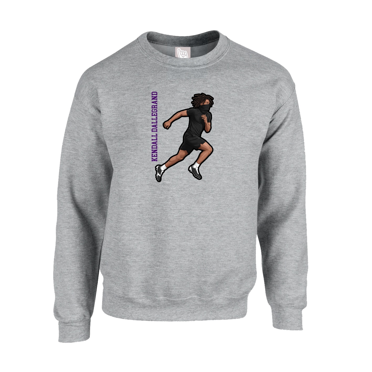 Fleece Crew — Name Vertical in Grey